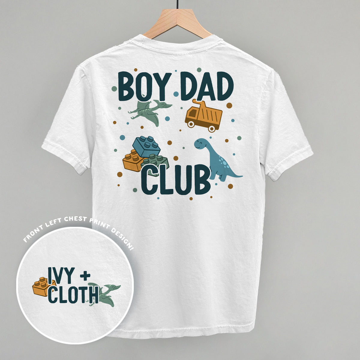 Boy Dad Club Doodles (Back Print) Funny Shirt & Sweatshirt in White – Ivy + Cloth