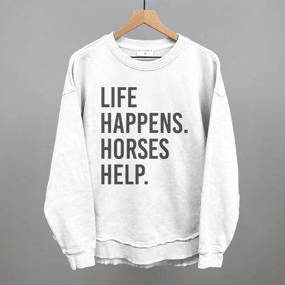 Life Happens Horses Help Horse Lover graphic top in White