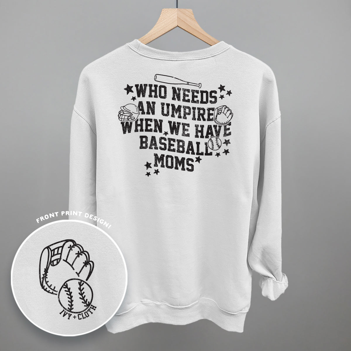 Baseball Moms graphic top in White