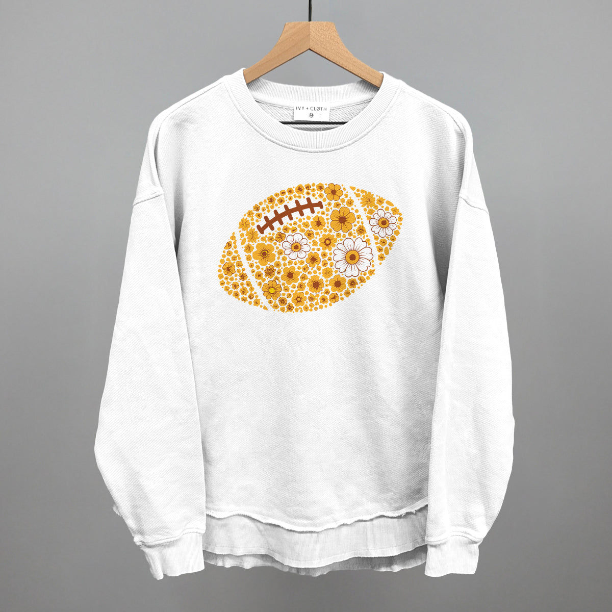 Floral Football Yellow Funny Oversized Terry Poncho in White – Ivy + Cloth