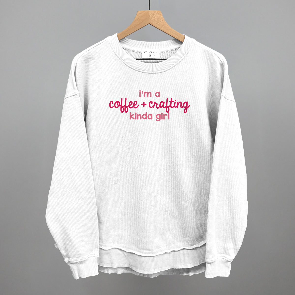 I'm A Coffee + Crafting Kinda Girl graphic top in White