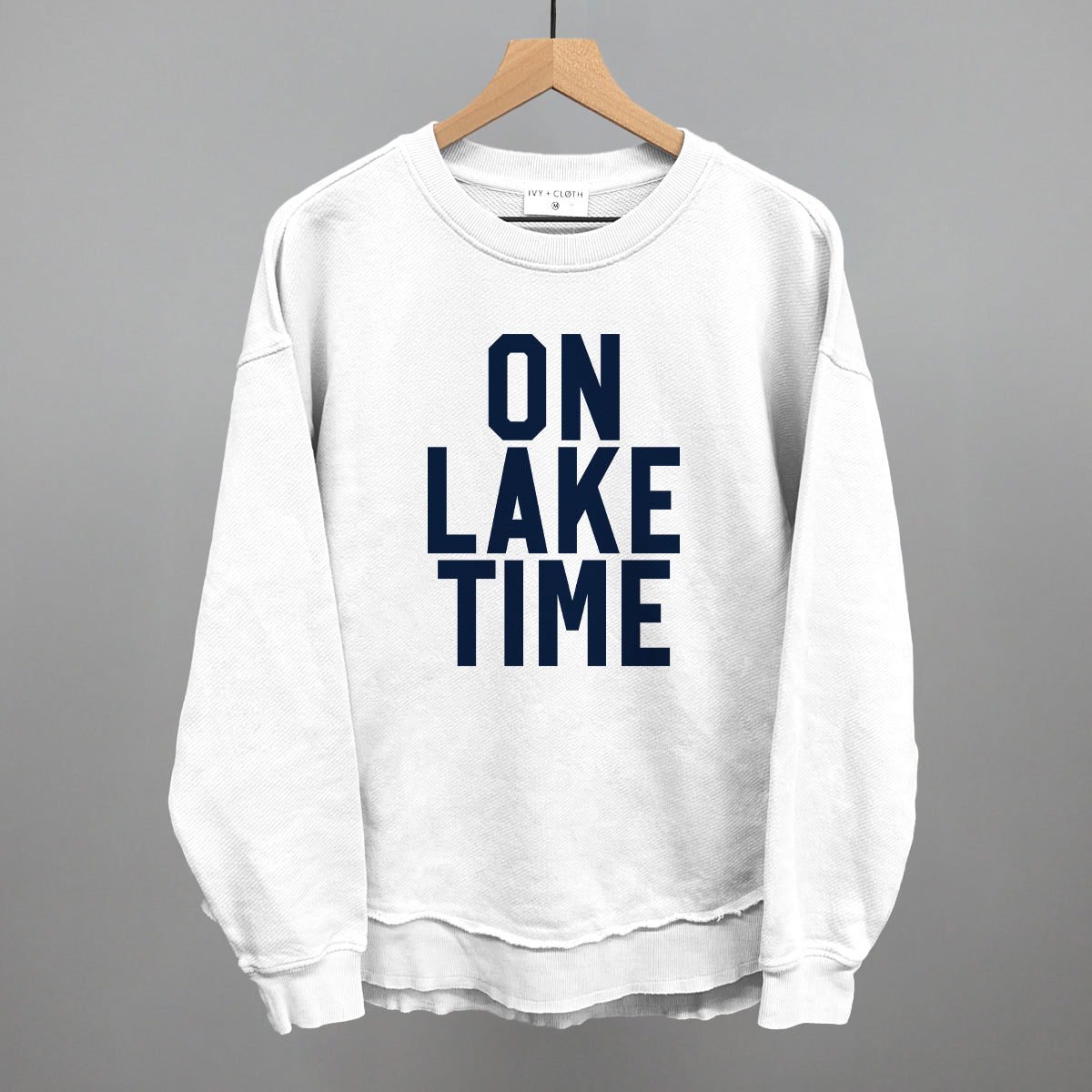 On Lake Time Block Letters Funny Oversized Terry Poncho in White – Ivy + Cloth