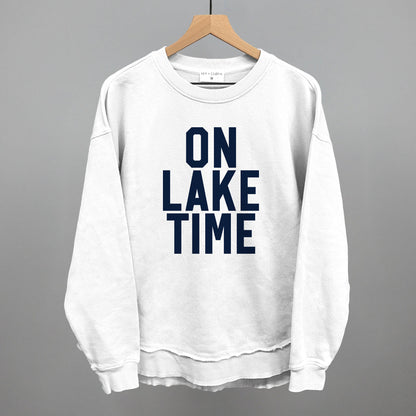 On Lake Time Block Letters Funny Oversized Terry Poncho in White – Ivy + Cloth