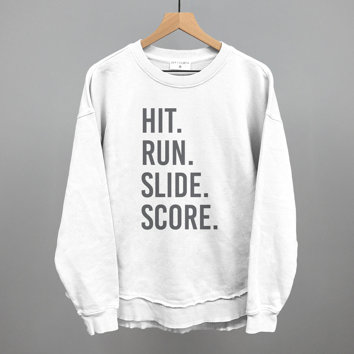 Hit Run Slide Score Baseball graphic top in White