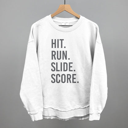 Hit Run Slide Score Baseball graphic top in White