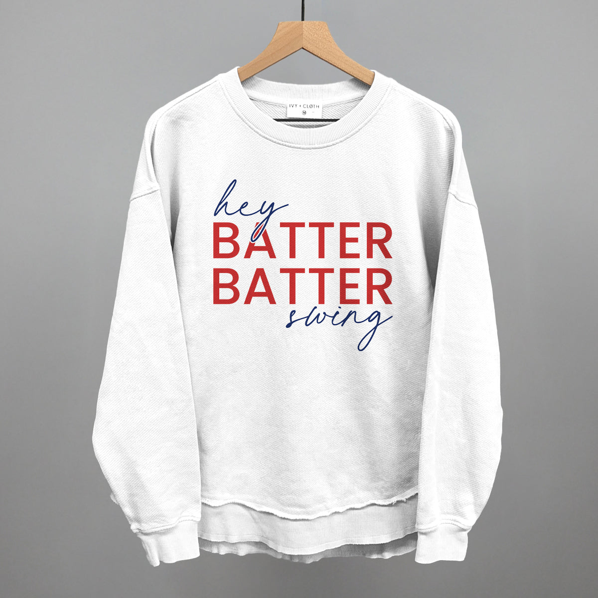 Hey Batter Batter Swing (Red + Navy) Funny Oversized Terry Poncho in White – Ivy + Cloth