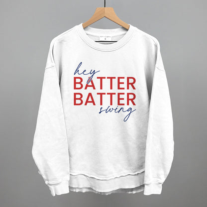 Hey Batter Batter Swing (Red + Navy) Funny Oversized Terry Poncho in White – Ivy + Cloth