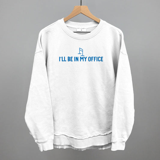 I'll Be In My Office Barre graphic top in White