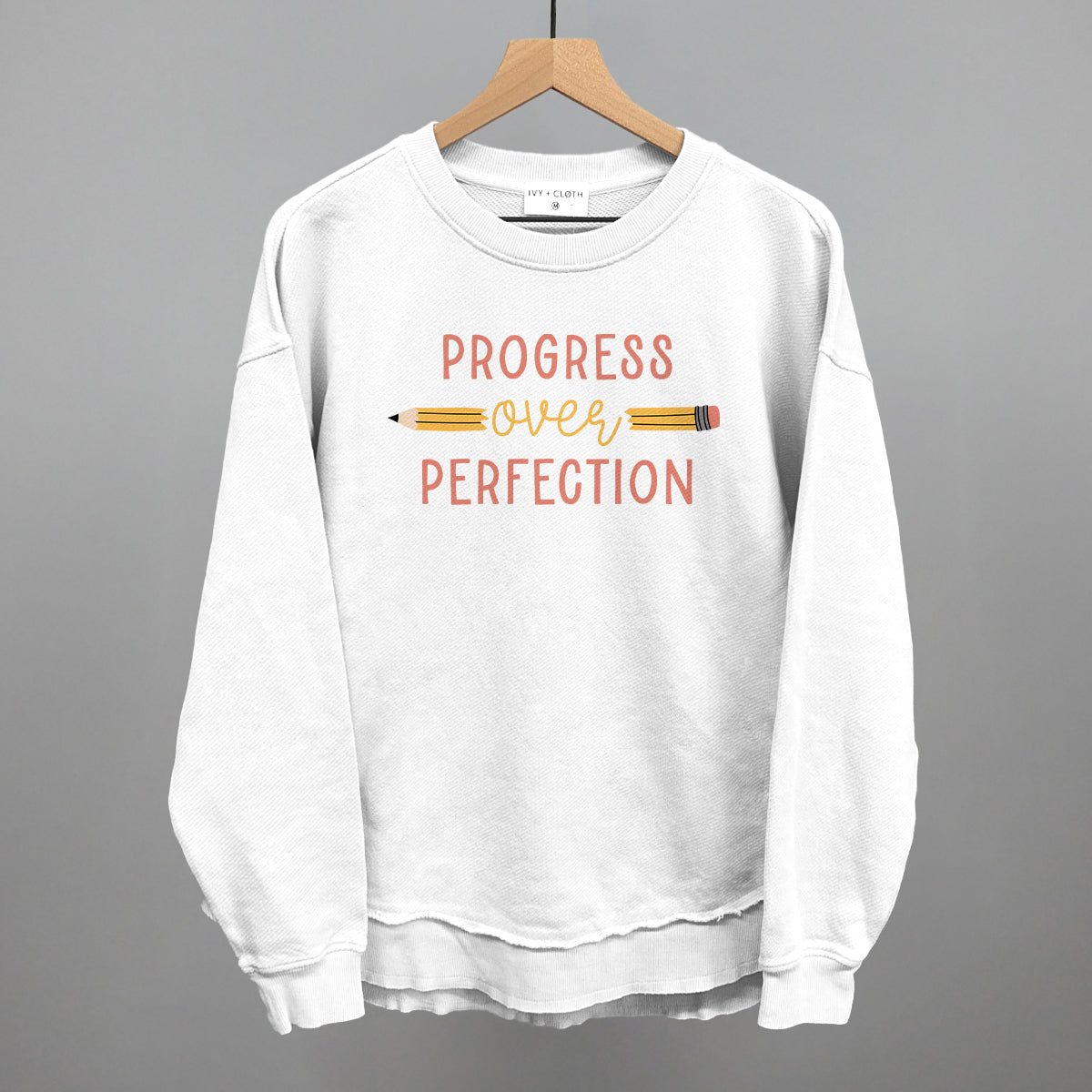 Progress Over Perfection Funny Oversized Terry Poncho in White – Ivy + Cloth