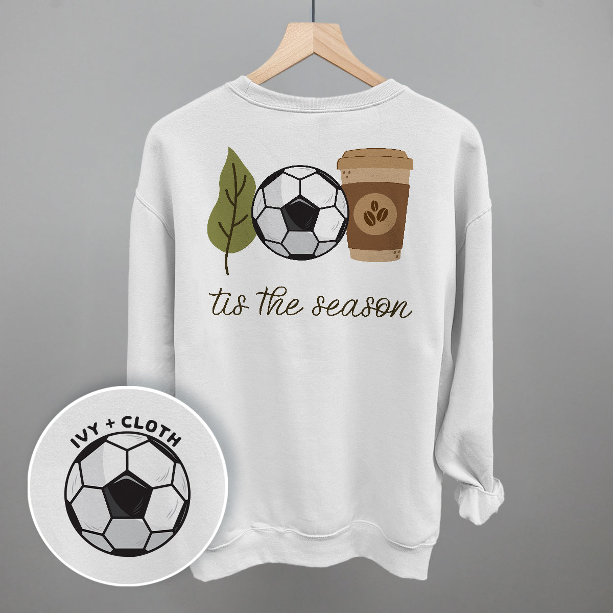 Tis The Season Soccer Doodle (Back Print) Funny Shirt & Sweatshirt in White – Ivy + Cloth