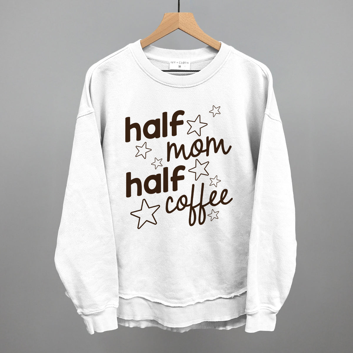 Half Mom Half Coffee Stars Funny Oversized Terry Poncho in White – Ivy + Cloth