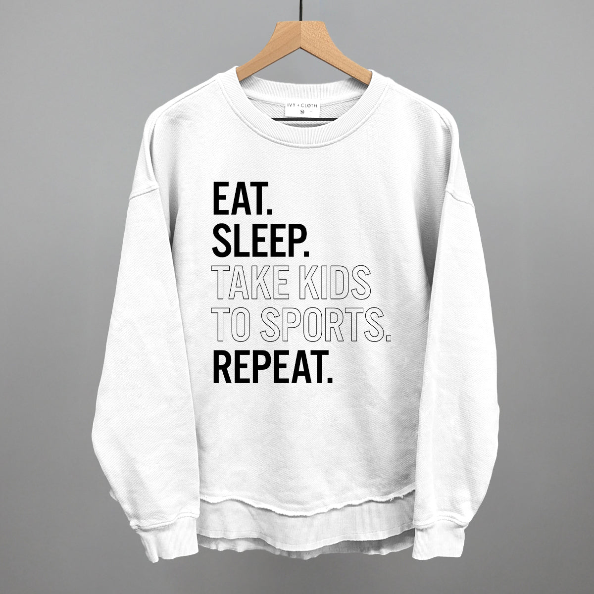 Eat Sleep Take Kids To Sports Repeat Funny Oversized Terry Poncho in White – Ivy + Cloth