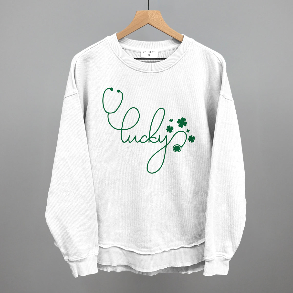 Lucky Script (Stethoscope) Funny Oversized Terry Poncho in White – Ivy + Cloth