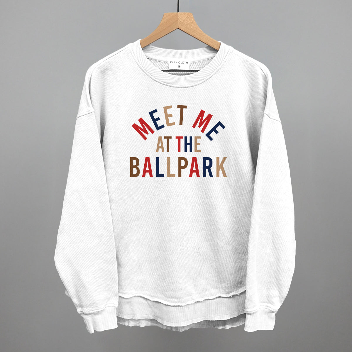 Meet Me At The Ballpark Baseball graphic top in White