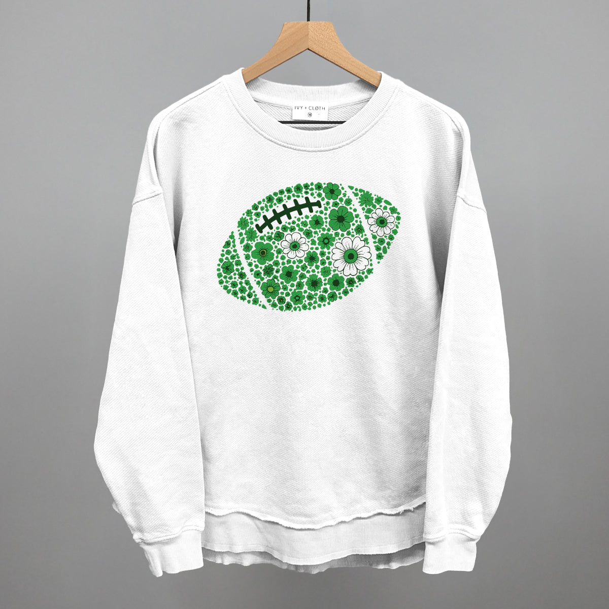 Floral Football Green Funny Oversized Terry Poncho in White – Ivy + Cloth