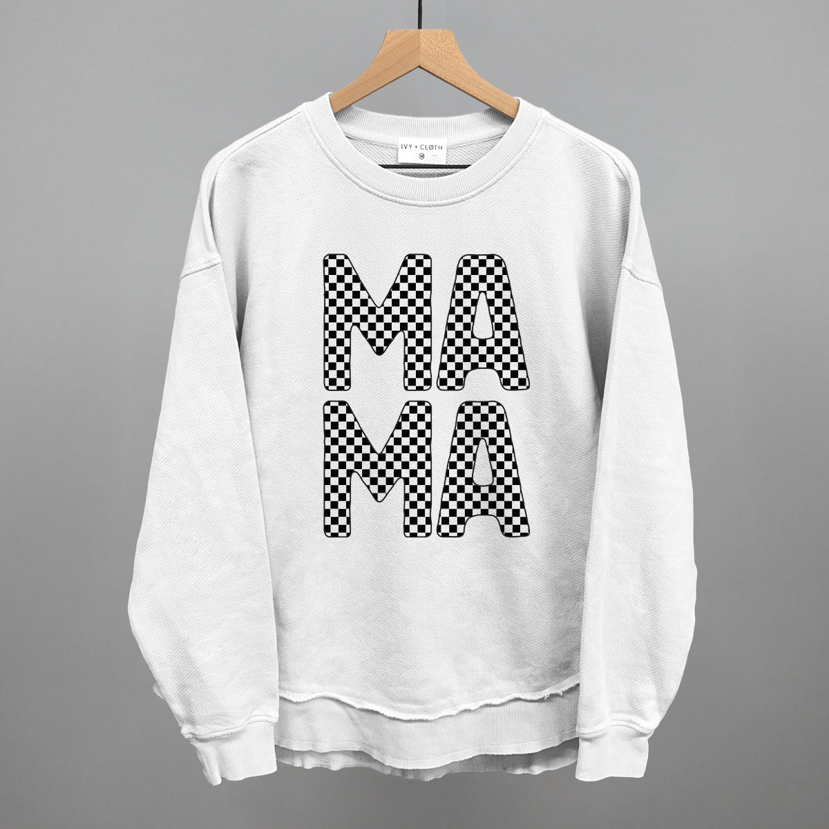 Mama Stacked Checkered Funny Oversized Terry Poncho in White – Ivy + Cloth