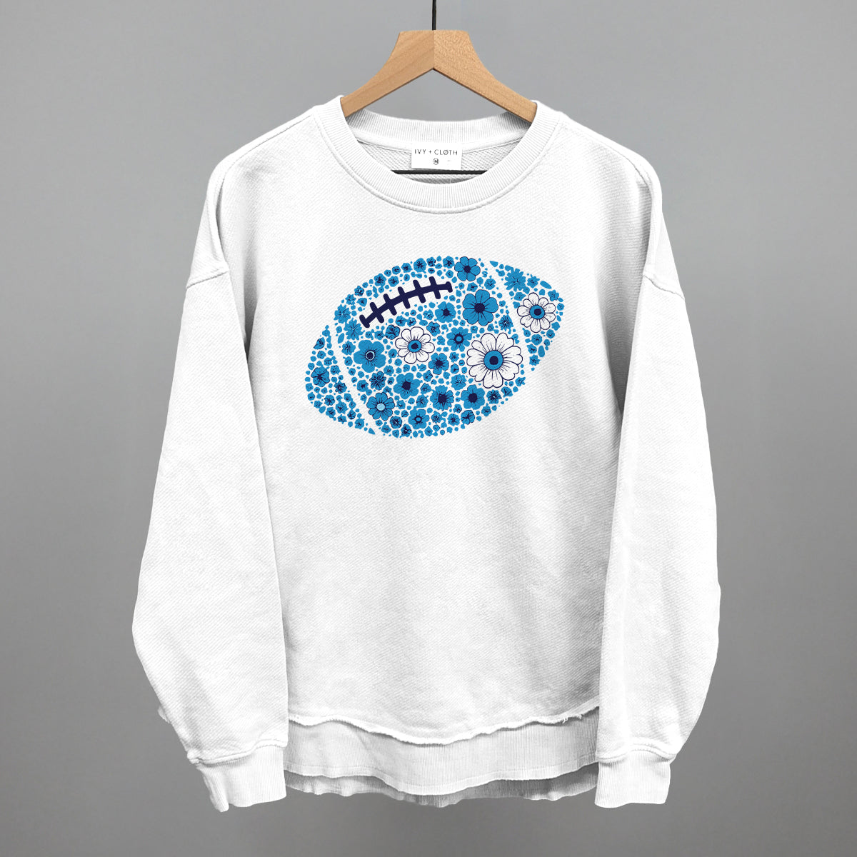 Floral Football Blue Funny Oversized Terry Poncho in White – Ivy + Cloth
