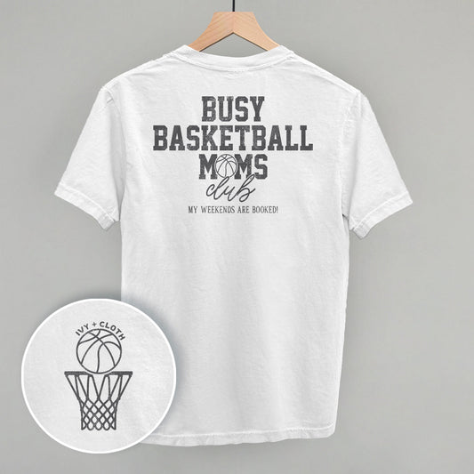 Busy Basketball Moms Club (Back Print) Funny Comfort Colors T-Shirt in White – Ivy + Cloth