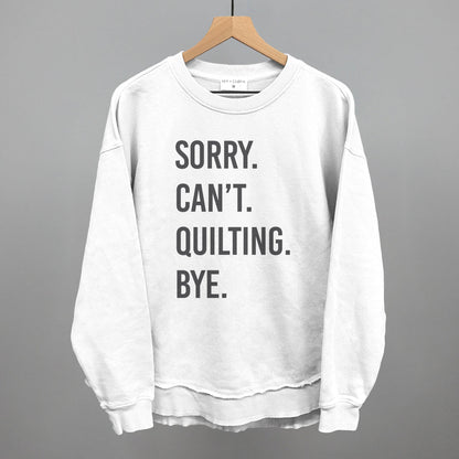 Sorry Can't Quilting Bye graphic top in White