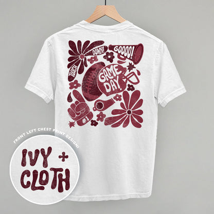 Floral Game Day Football graphic top in White