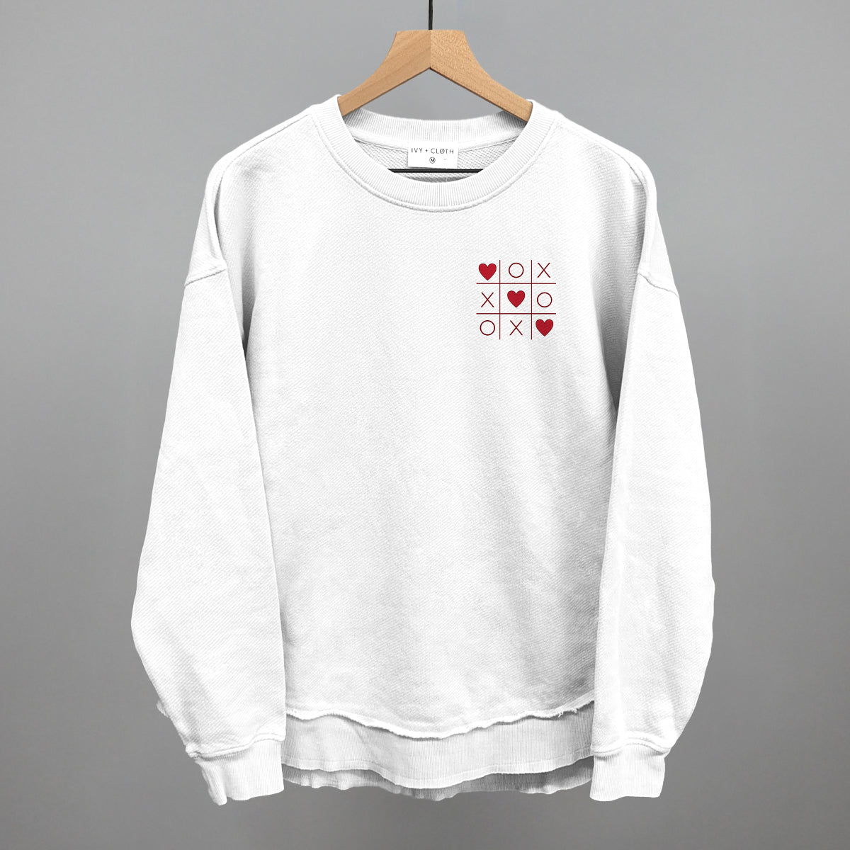 Tic Tac Toe Hearts Valentine's graphic top in White