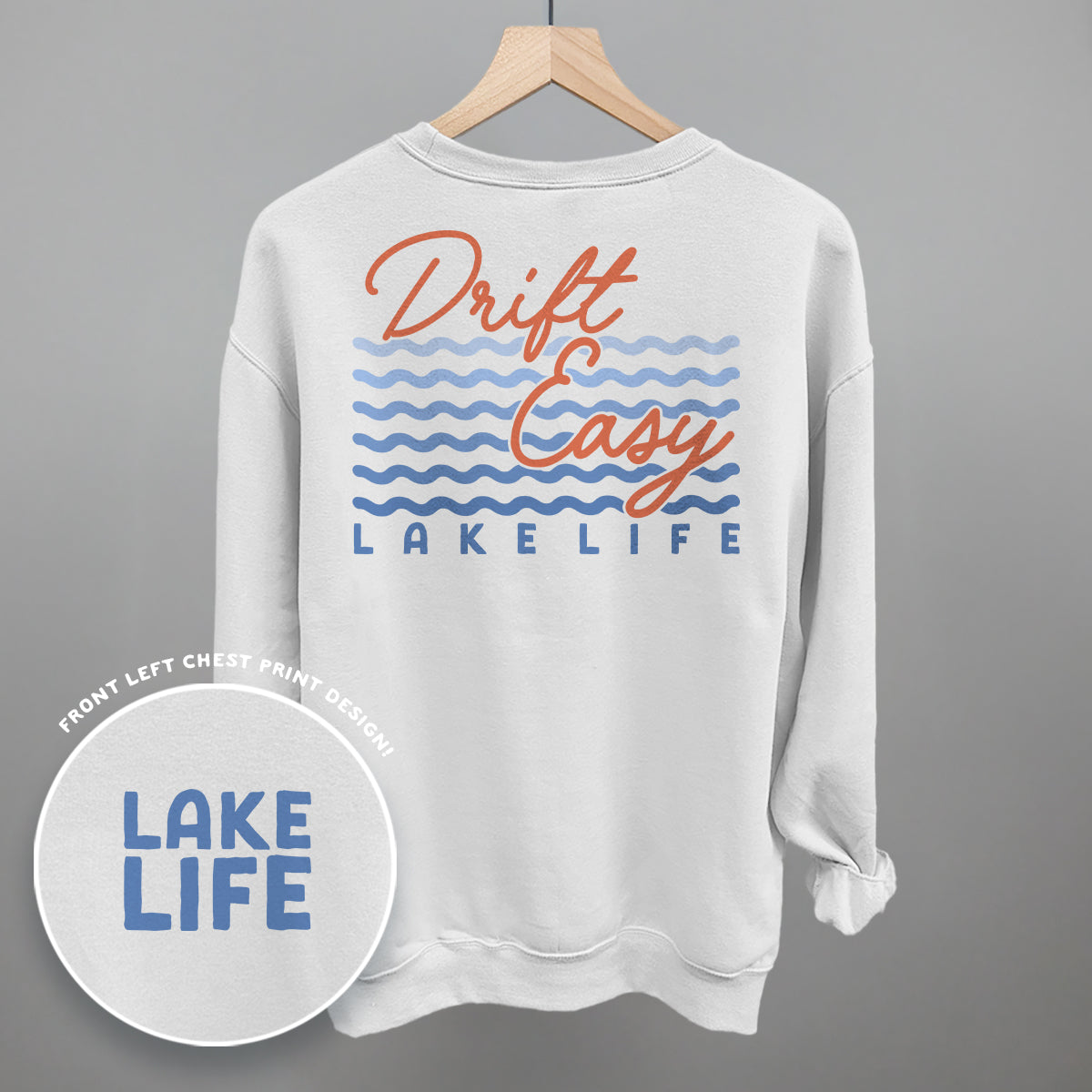 Drift Easy Lake Life (Back Print) Funny Sweatshirt in White – Ivy + Cloth