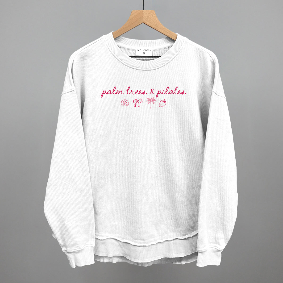 Palm Trees & Pilates (Pink) Funny Oversized Terry Poncho in White – Ivy + Cloth