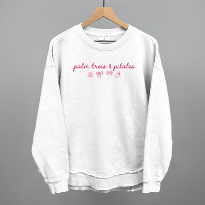 Palm Trees & Pilates (Pink) Funny Oversized Terry Poncho in White – Ivy + Cloth