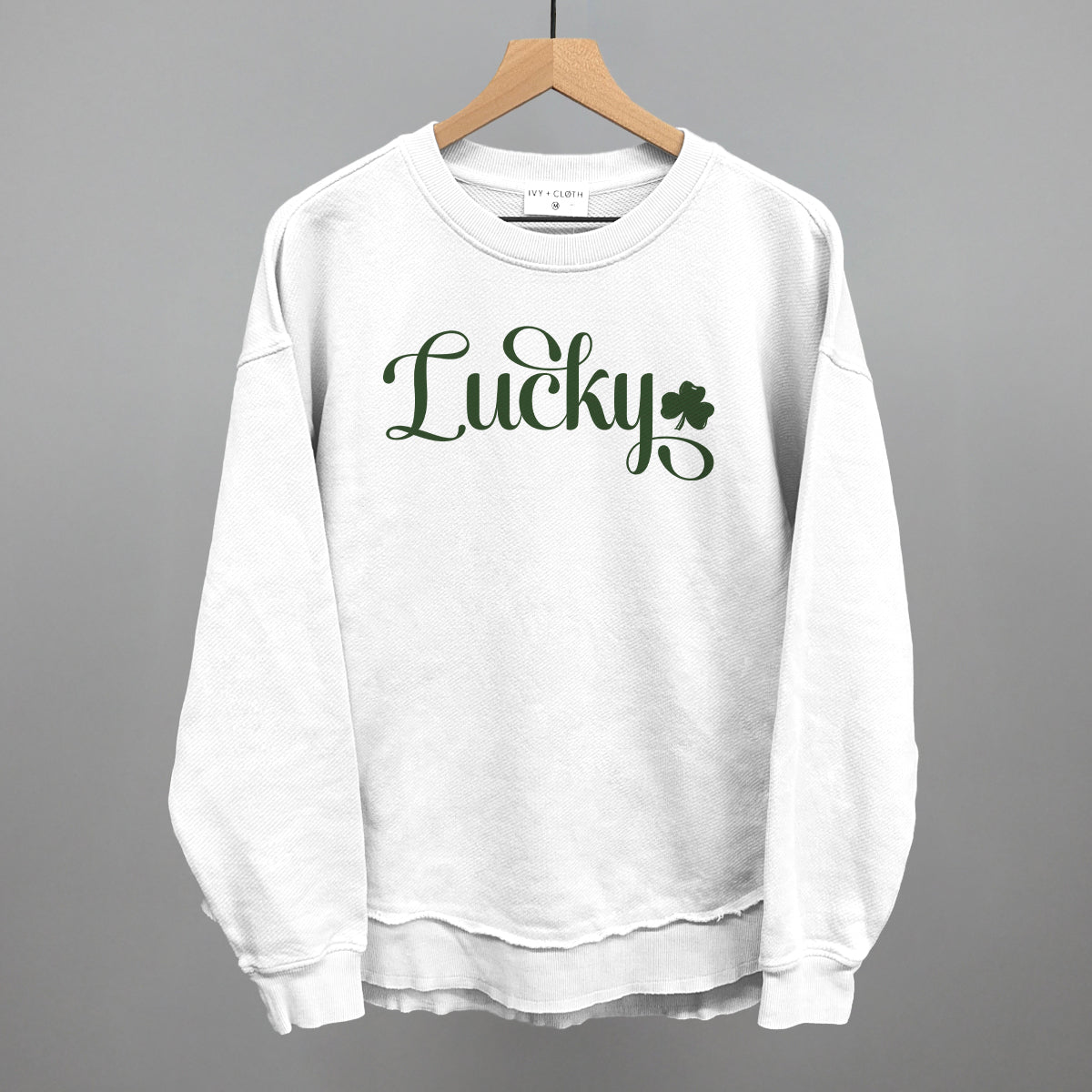 Lucky Script + Clover Funny Oversized Terry Poncho in White – Ivy + Cloth