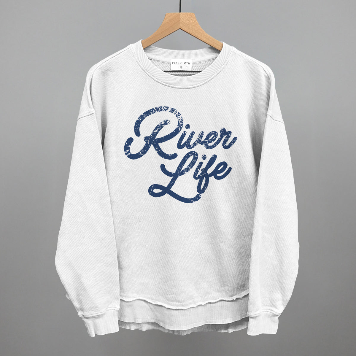 River Life (Distressed Script) Funny Oversized Terry Poncho in White – Ivy + Cloth
