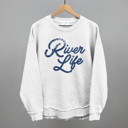 River Life (Distressed Script) Funny Oversized Terry Poncho in White – Ivy + Cloth