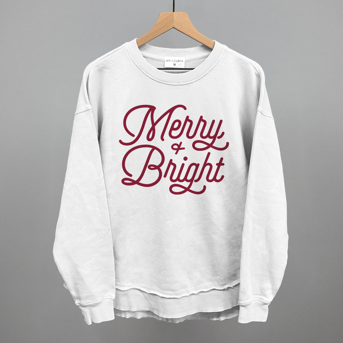 Merry And Bright (Monoline Script) Funny Oversized Terry Poncho in White – Ivy + Cloth