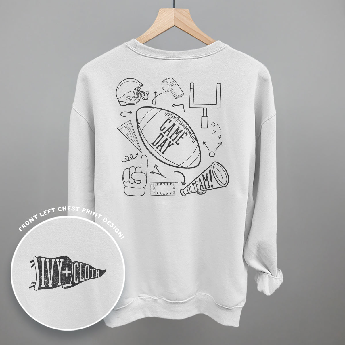 Game Day Football graphic top in White