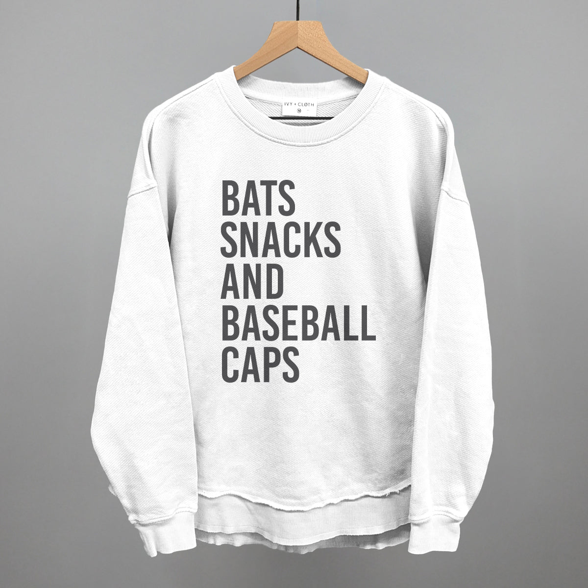 Bats, Snacks, And Baseball Caps Funny Oversized Terry Poncho in White – Ivy + Cloth