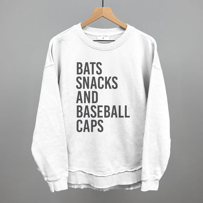 Bats, Snacks, And Baseball Caps Funny Oversized Terry Poncho in White – Ivy + Cloth
