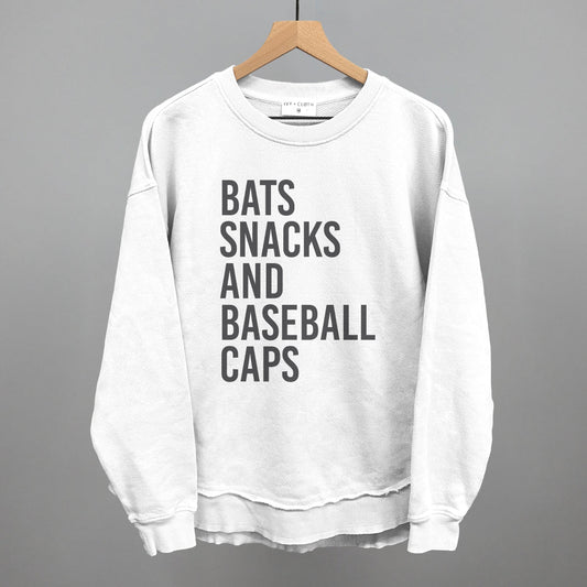 Bats, Snacks, And Baseball Caps Funny Oversized Terry Poncho in White – Ivy + Cloth