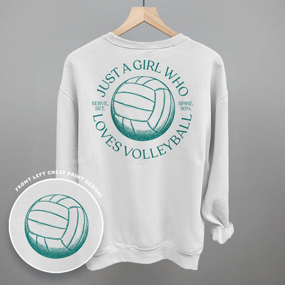 Just A Girl Who Loves Volleyball (Back Print) Funny Shirt & Sweatshirt in White – Ivy + Cloth