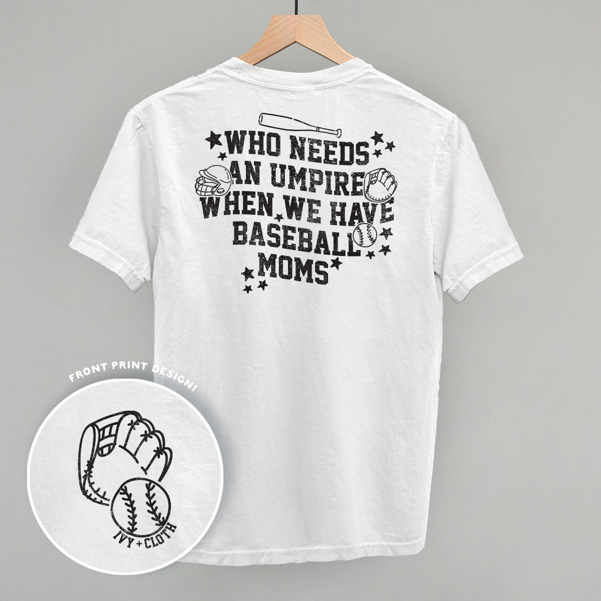 Baseball Moms graphic top in White