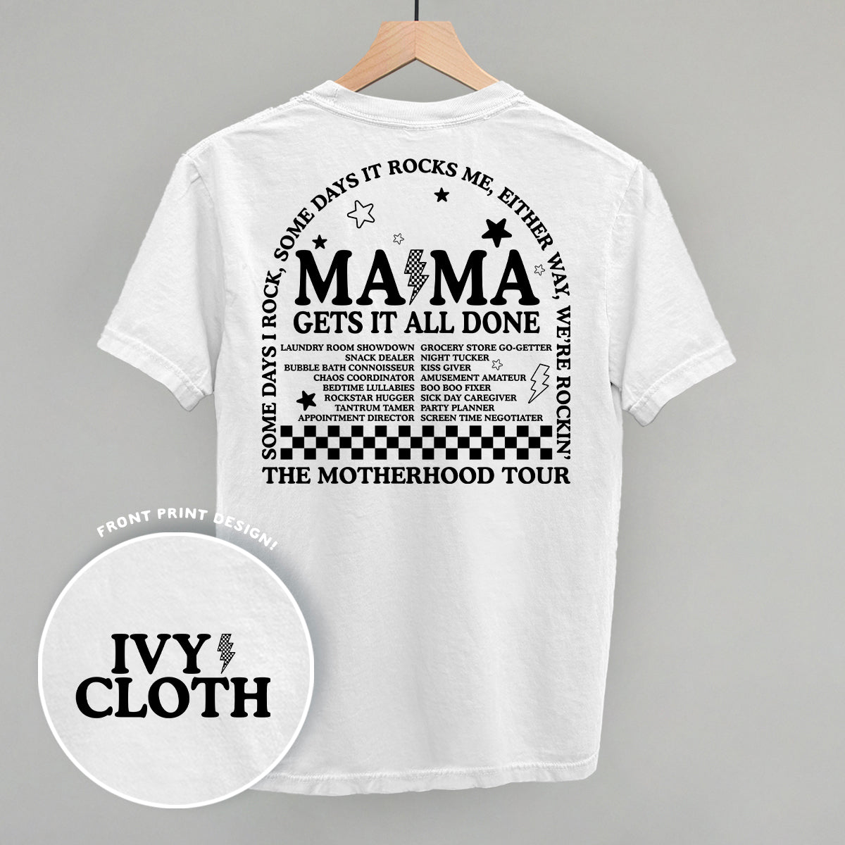 The Motherhood Tour (Back Print) Funny Shirt & Sweatshirt in White – Ivy + Cloth