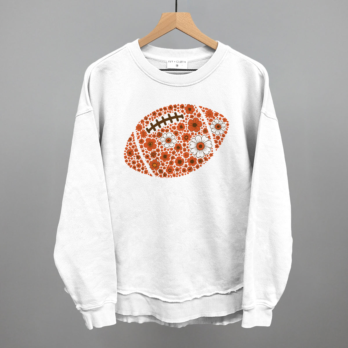 Floral Football Orange Funny Oversized Terry Poncho in White – Ivy + Cloth