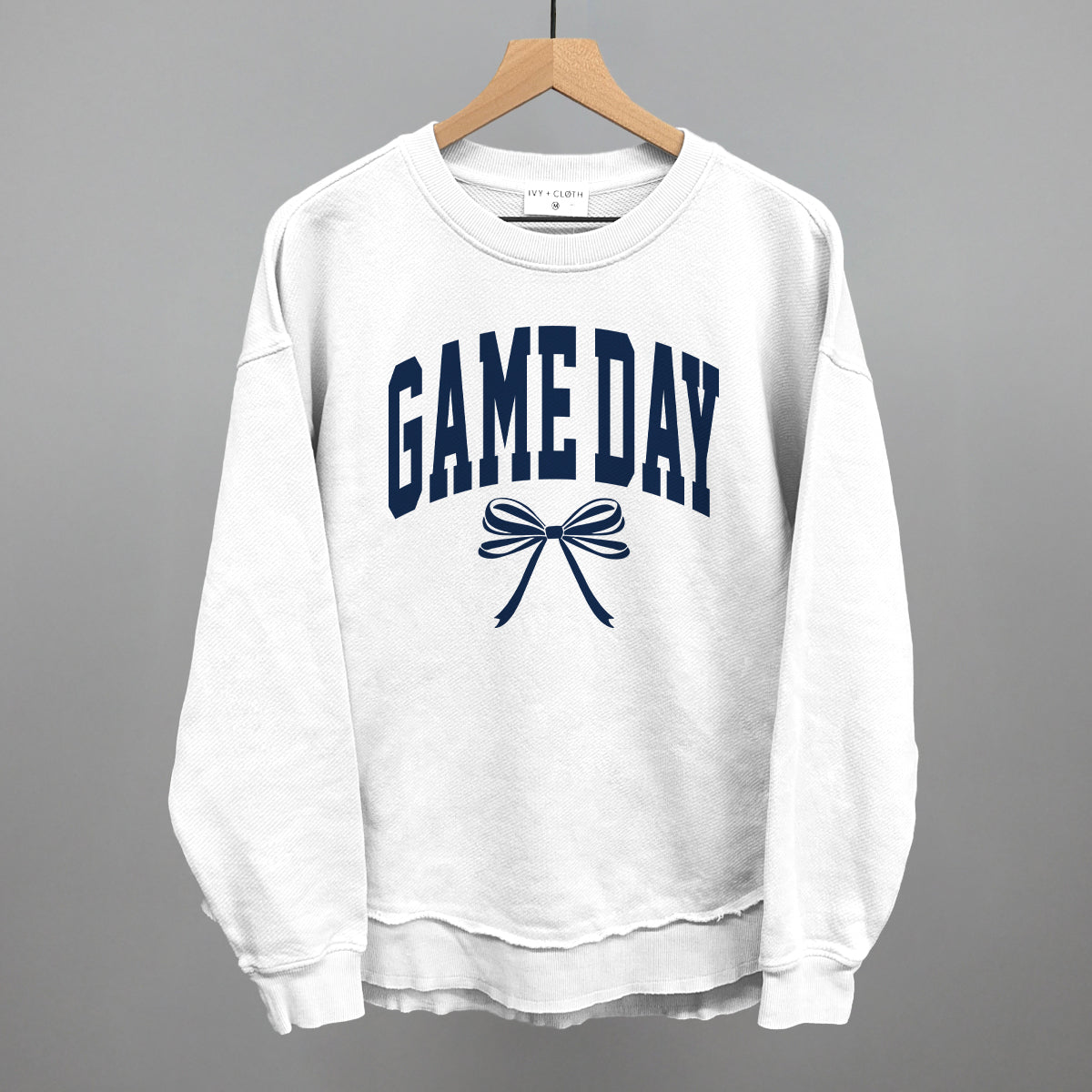 Game Day Arch And Bow Funny Oversized Terry Poncho in White – Ivy + Cloth