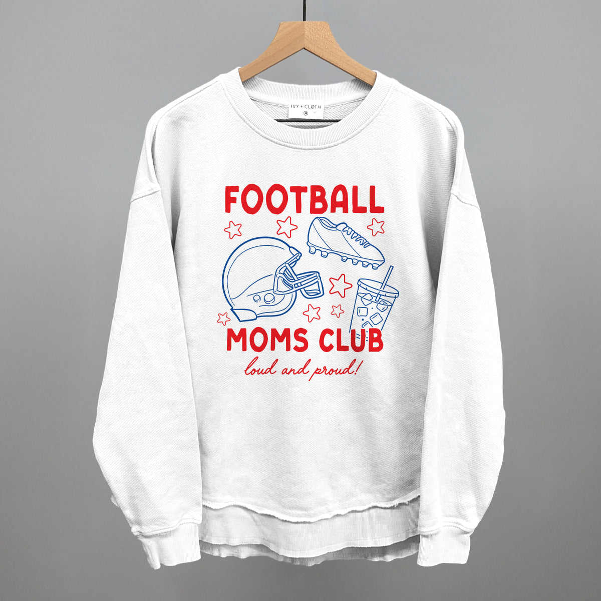 Football Moms Club Doodle Funny Oversized Terry Poncho in White – Ivy + Cloth