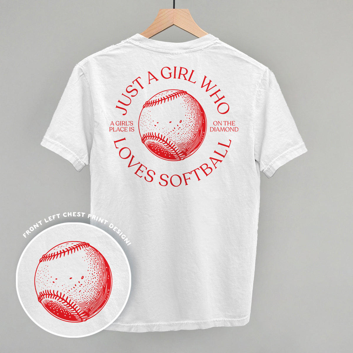 Just A Girl Who Loves Softball (Back Print) Funny Shirt & Sweatshirt in White – Ivy + Cloth
