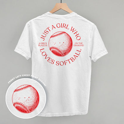 Just A Girl Who Loves Softball (Back Print) Funny Shirt & Sweatshirt in White – Ivy + Cloth
