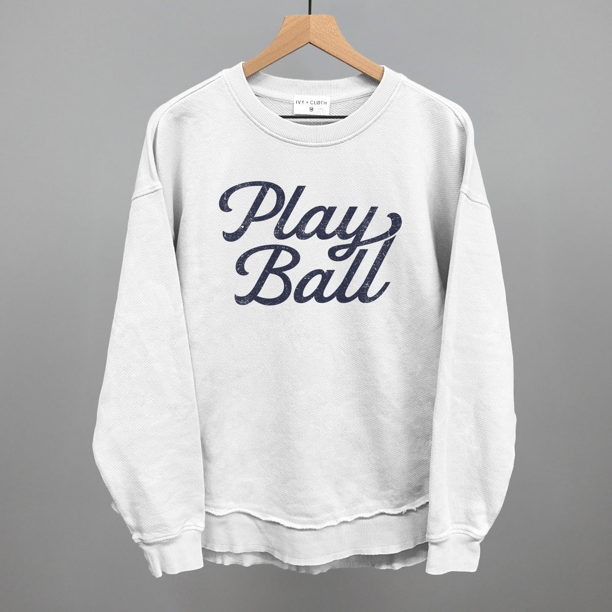 Play Ball (Vintage Script) Funny Oversized Terry Poncho in White – Ivy + Cloth