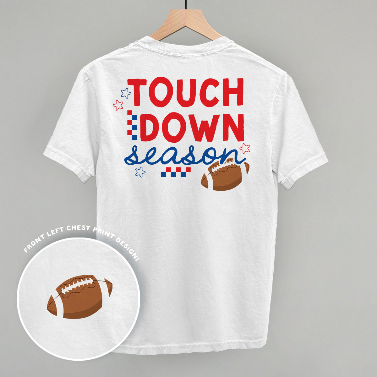 Touchdown Season Red And Blue (Back Print) Funny Comfort Colors T-Shirt in White – Ivy + Cloth