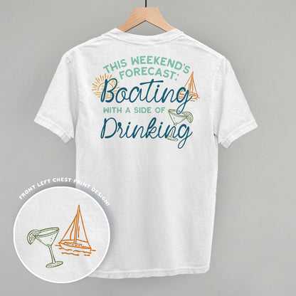 Weekend Forecast- Boating and Drinking (Back Print) Funny Shirt & Sweatshirt in White – Ivy + Cloth