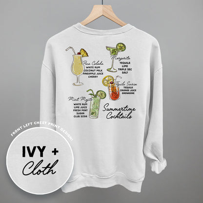Summertime Cocktails (Back Print) Funny Shirt & Sweatshirt in White – Ivy + Cloth