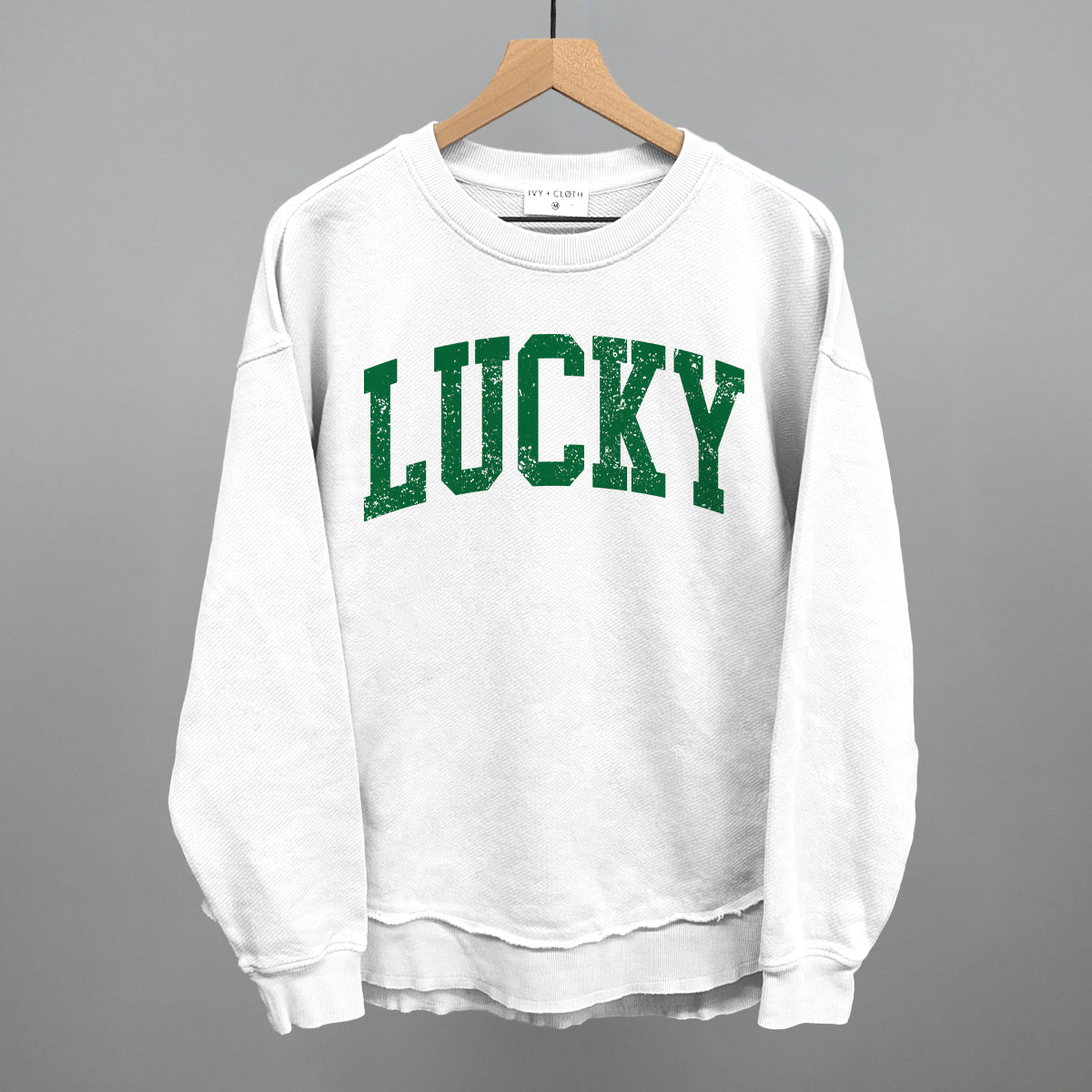 Lucky Collegiate Distressed Funny Oversized Terry Poncho in White – Ivy + Cloth