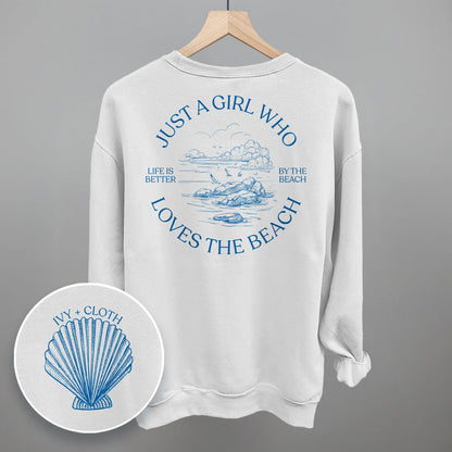 Just A Girl Who Loves The Beach graphic top in White
